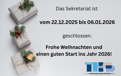 Öffnungszeiten Sekretariat während der Weihnachtsferien